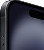 Close-up of Apple iPhone 16 128GB unlocked in excellent condition showing black edge and screen details