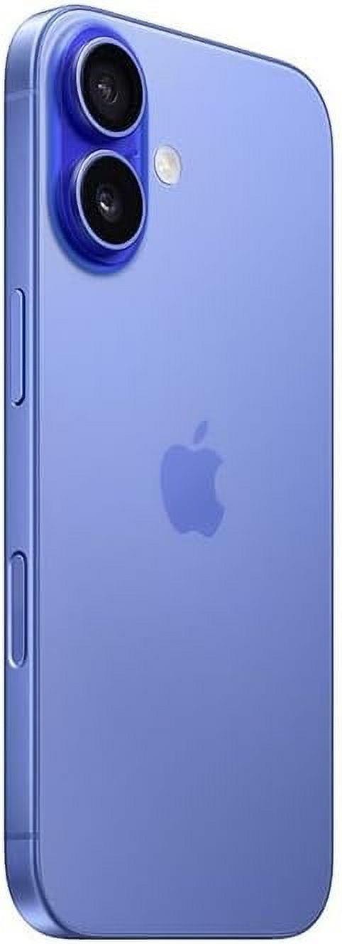Apple iPhone 16 128GB in blue showing back view with dual cameras and Apple logo, unlocked excellent condition