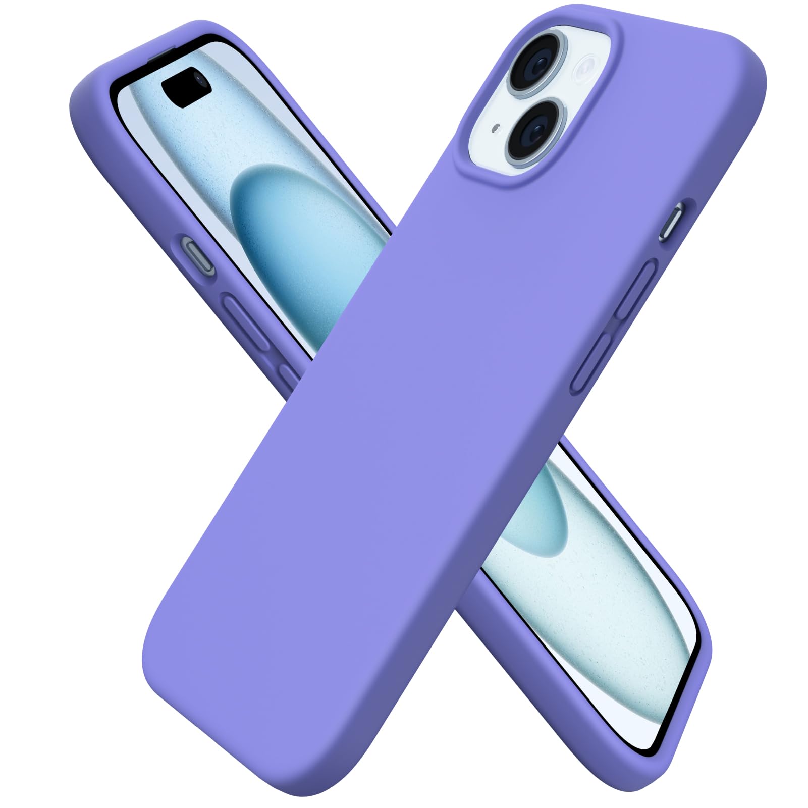 ORNARTO Compatible with iPhone 15 Case 6.1, Slim Liquid Silicone 3 Layers Full Covered Soft Gel Rubber Phone Case, Anti-Scratch Shockproof Protective Cover 6.1 Inch, Chalk Pink