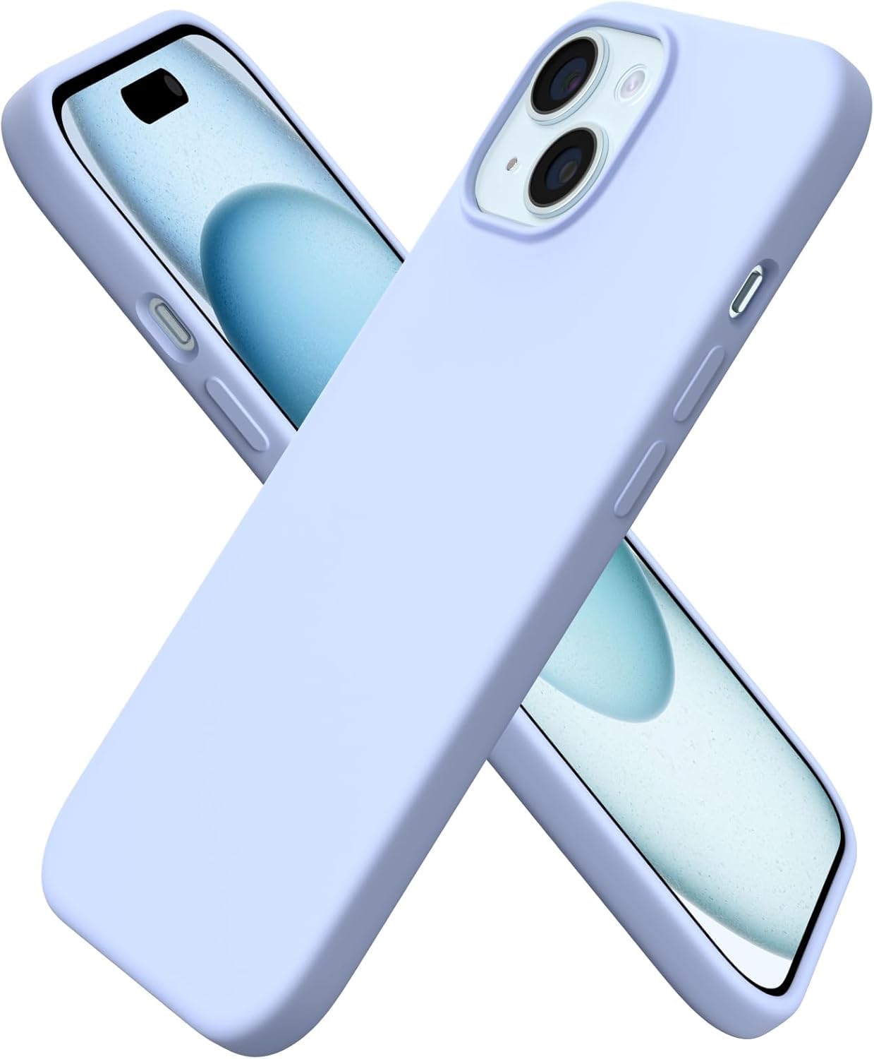 ORNARTO Compatible with iPhone 15 Case 6.1, Slim Liquid Silicone 3 Layers Full Covered Soft Gel Rubber Phone Case, Anti-Scratch Shockproof Protective Cover 6.1 Inch, Chalk Pink