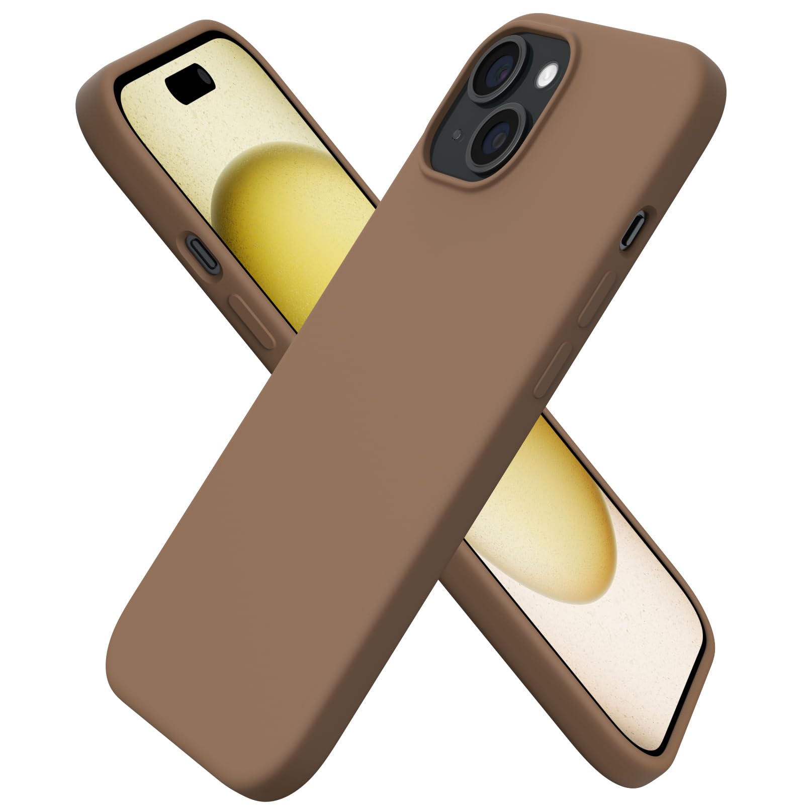 ORNARTO Compatible with iPhone 15 Case 6.1, Slim Liquid Silicone 3 Layers Full Covered Soft Gel Rubber Phone Case, Anti-Scratch Shockproof Protective Cover 6.1 Inch, Chalk Pink