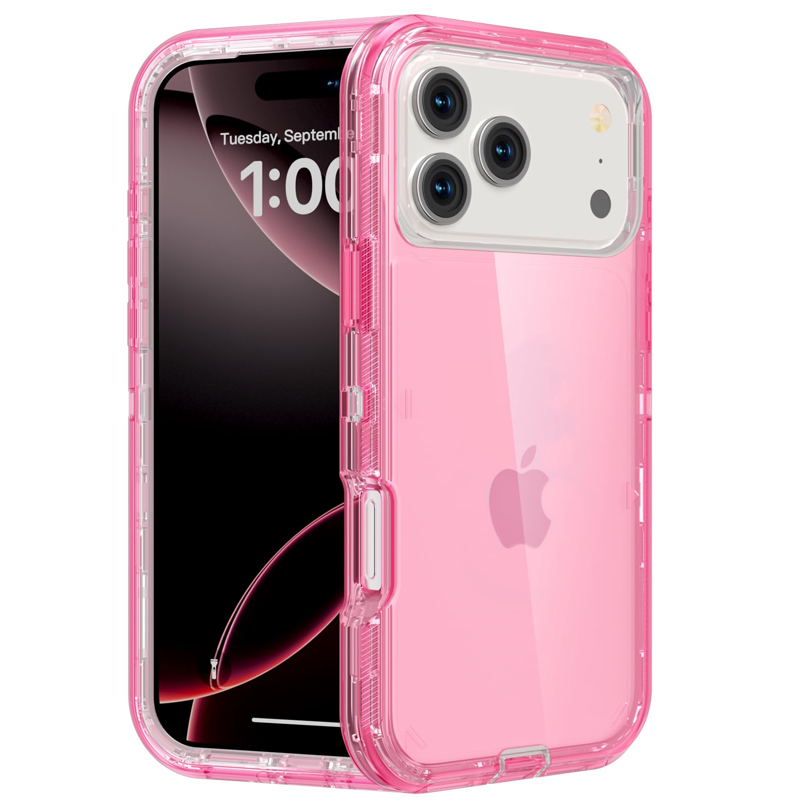 for iPhone 15 Case, Heavy Duty Shockproof Protection Phone Cases, Anti-Drop, Dual Layer Transparent Protective Cover Compatible with iPhone 15, 6.1 inch,Crystal Pink