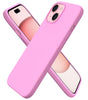 ORNARTO Compatible with iPhone 15 Case 6.1, Slim Liquid Silicone 3 Layers Full Covered Soft Gel Rubber Phone Case, Anti-Scratch Shockproof Protective Cover 6.1 Inch, Chalk Pink