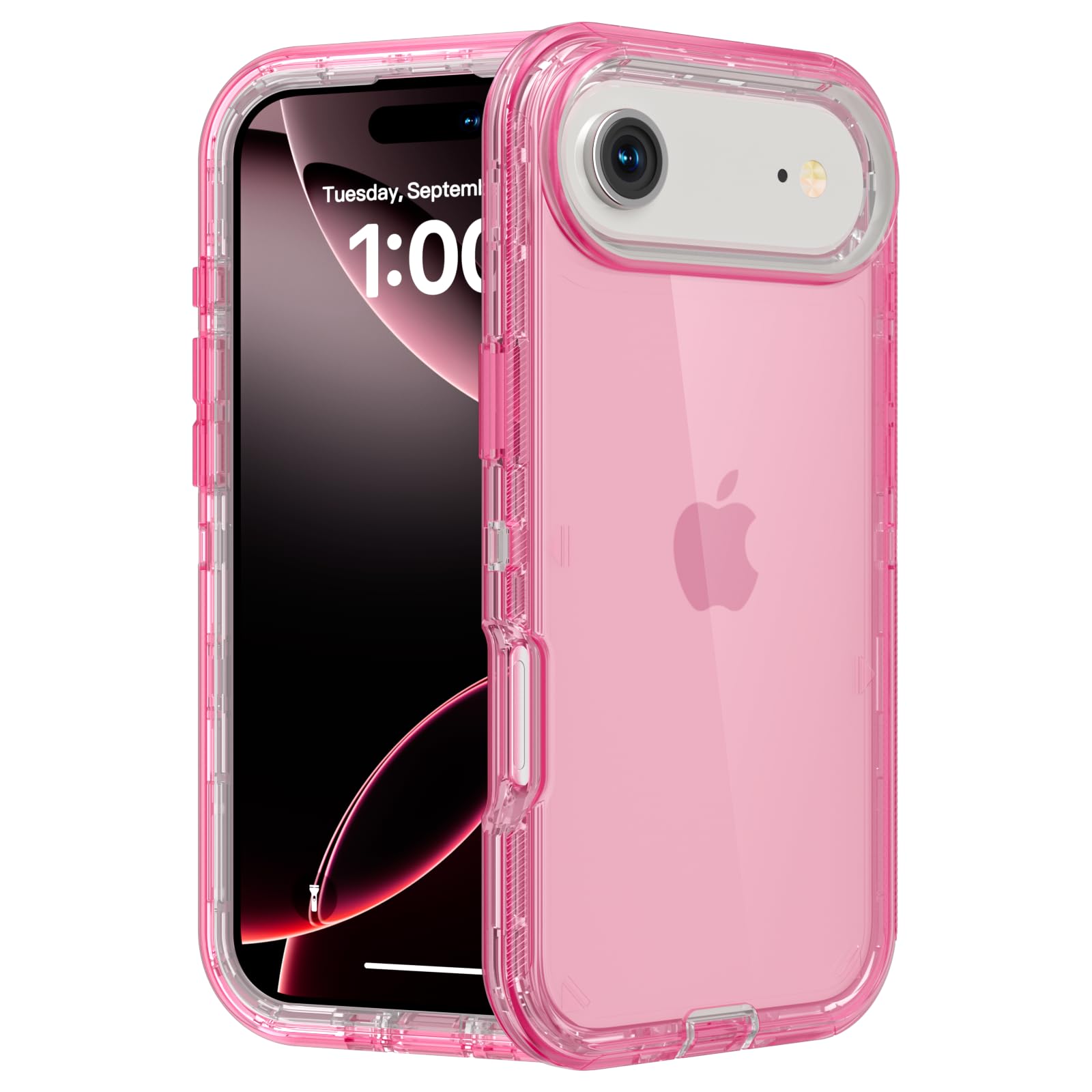 for iPhone 15 Case, Heavy Duty Shockproof Protection Phone Cases, Anti-Drop, Dual Layer Transparent Protective Cover Compatible with iPhone 15, 6.1 inch,Crystal Pink