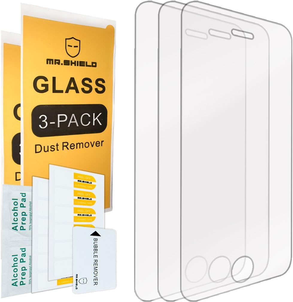 Mr.Shield [3-PACK] Designed For iPhone 4 / 4S [Tempered Glass] Screen Protector with Lifetime Replacement