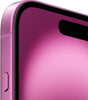 Close-up of purple Apple iPhone 16 128GB showing side button and front camera notch in excellent condition unlocked model