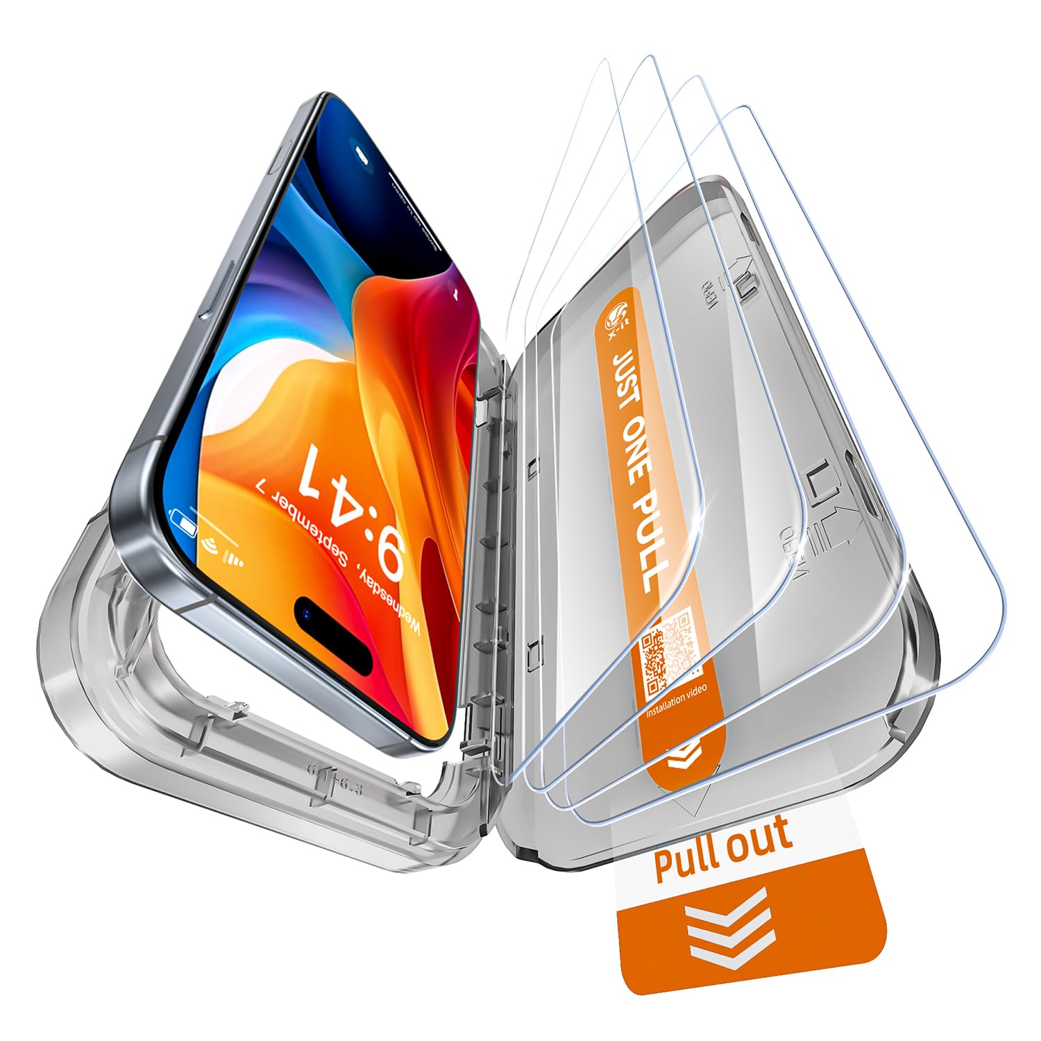 X-it 4-Pack HD Screen Protector for iPhone 16/iPhone 15,[Military Grade Shatterproof],9H+ Tempered Glass,[Automatic Dust Removal], 10x Military Protection, [Bubble-Free], Easy to Install,Case Friendly