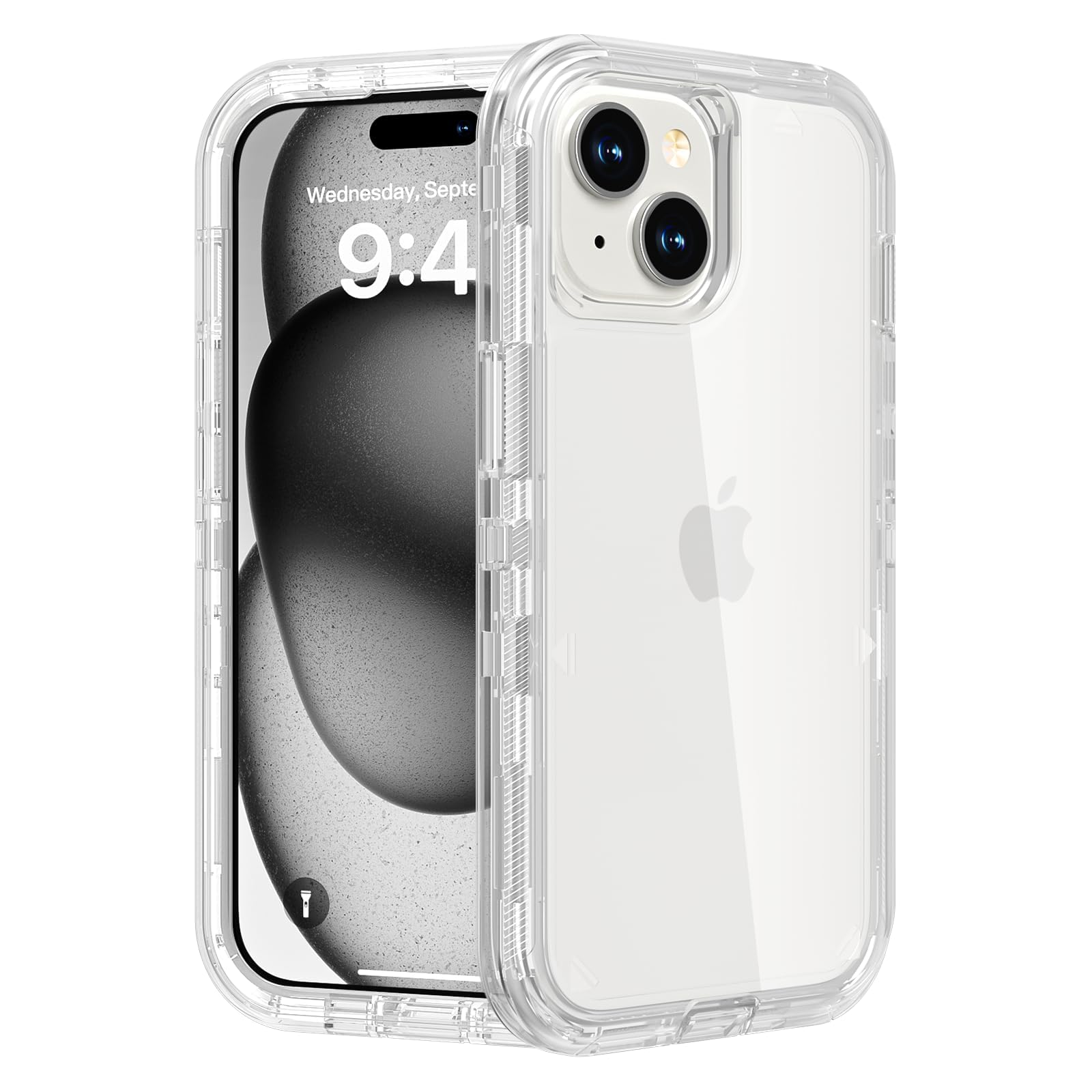 for iPhone 12 Case/iPhone 12 Pro Case, Heavy Duty Shockproof Protection Phone Cases, Anti-Drop, Dual Layer Transparent Protective Cover Compatible with iPhone 12/12 Pro, 6.1'', Clear