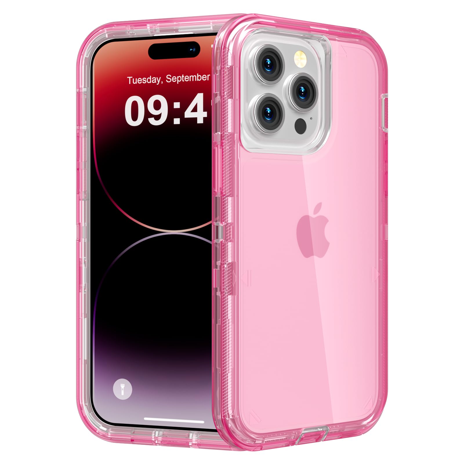 for iPhone 15 Case, Heavy Duty Shockproof Protection Phone Cases, Anti-Drop, Dual Layer Transparent Protective Cover Compatible with iPhone 15, 6.1 inch,Crystal Pink
