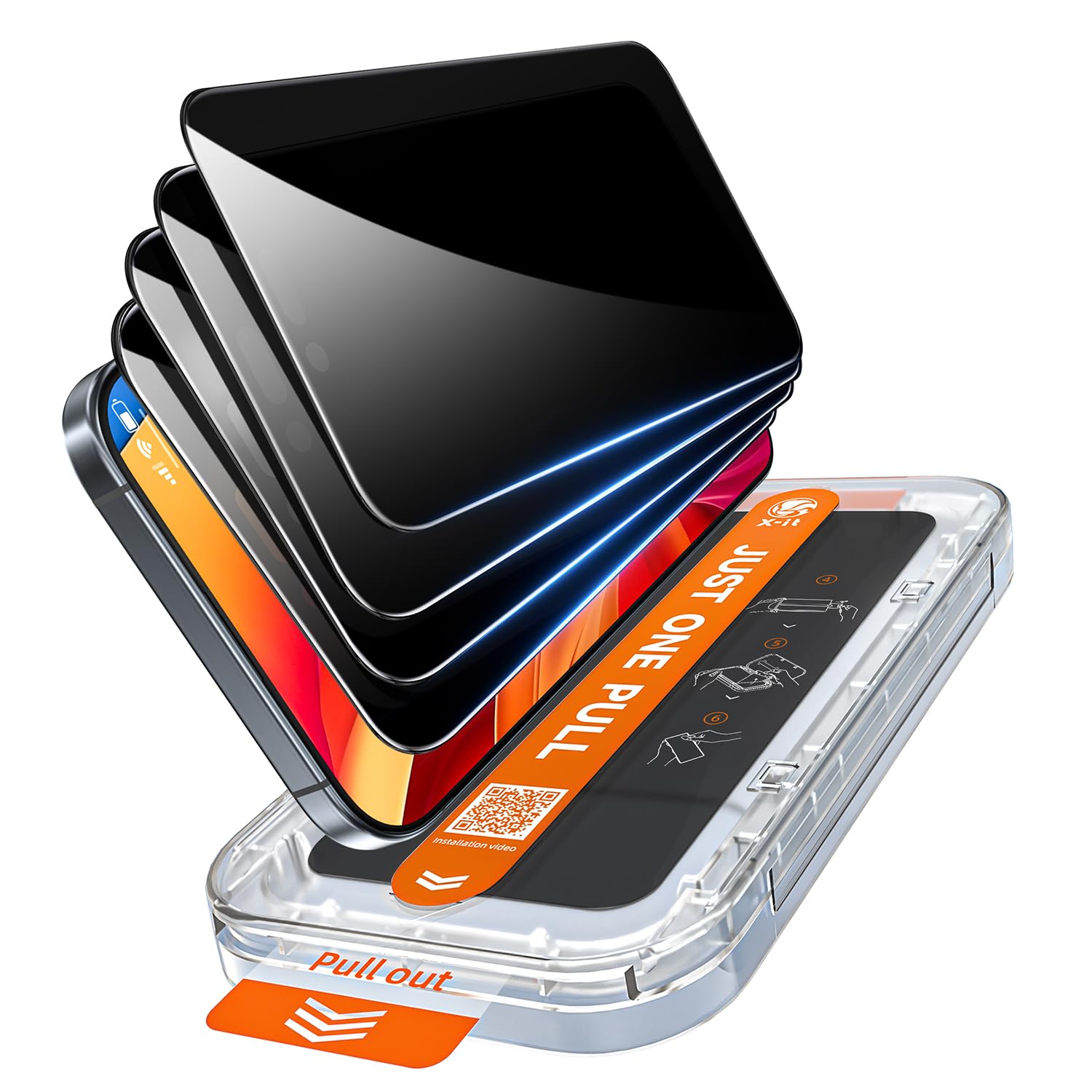 X-it 4-Pack HD Screen Protector for iPhone 16/iPhone 15,[Military Grade Shatterproof],9H+ Tempered Glass,[Automatic Dust Removal], 10x Military Protection, [Bubble-Free], Easy to Install,Case Friendly