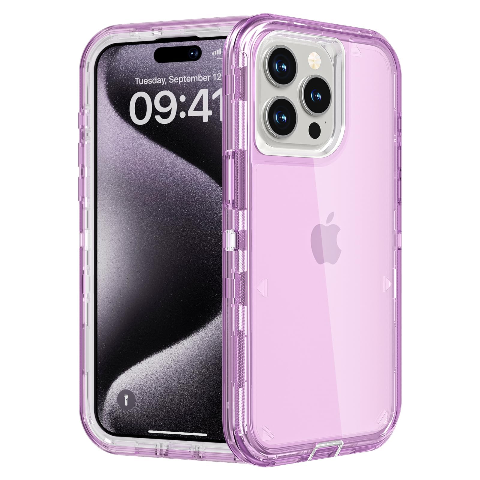 for iPhone 15 Case, Heavy Duty Shockproof Protection Phone Cases, Anti-Drop, Dual Layer Transparent Protective Cover Compatible with iPhone 15, 6.1 inch,Crystal Pink