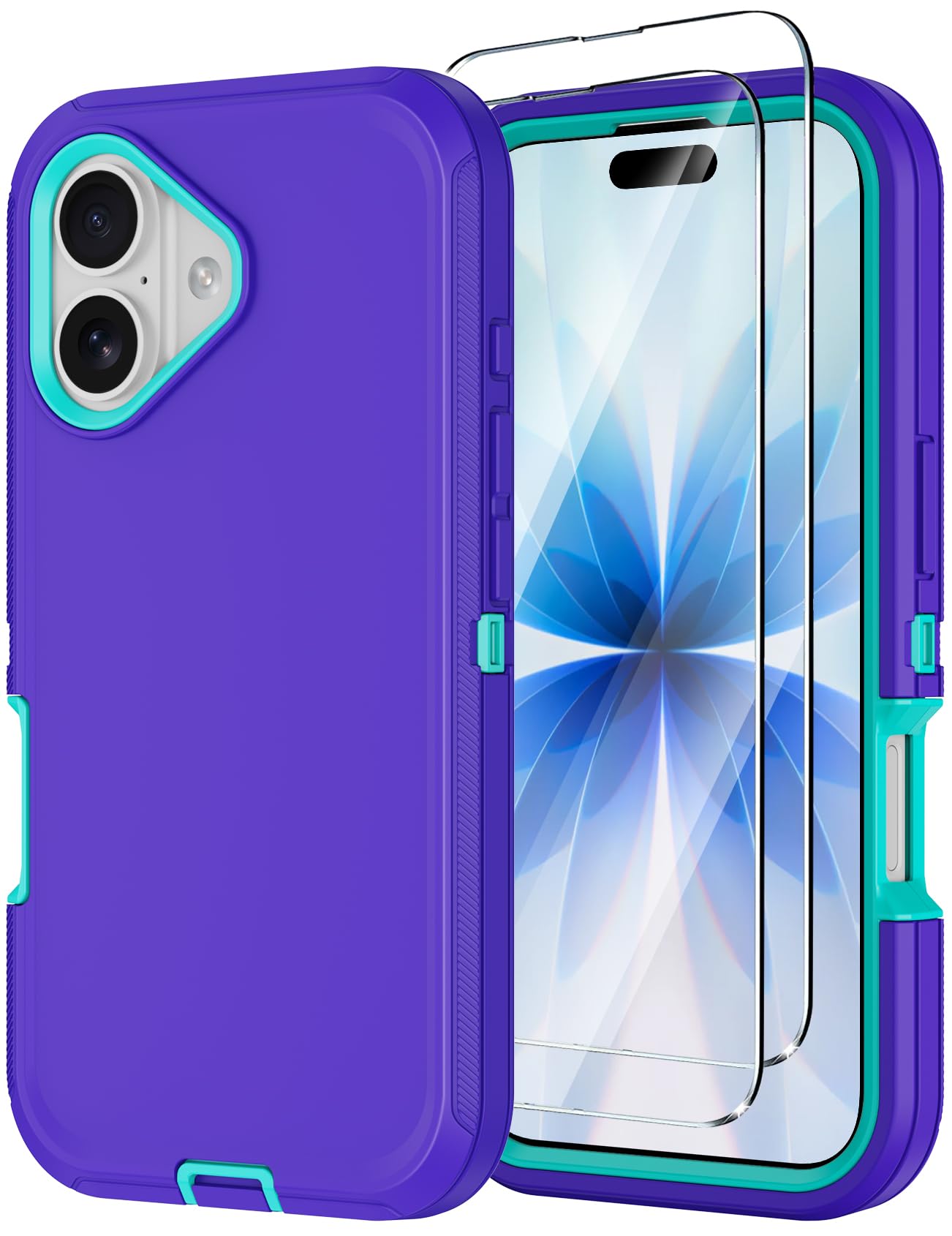 Annymall for iPhone 17 Case with Screen Protector, Heavy Duty 3-Layer Drop Protection DustProof, Military Grade Shock-Absorbing Rugged Bumper Phone Cases Cover for Apple iPhone 17 6.3" 2025 (Black)