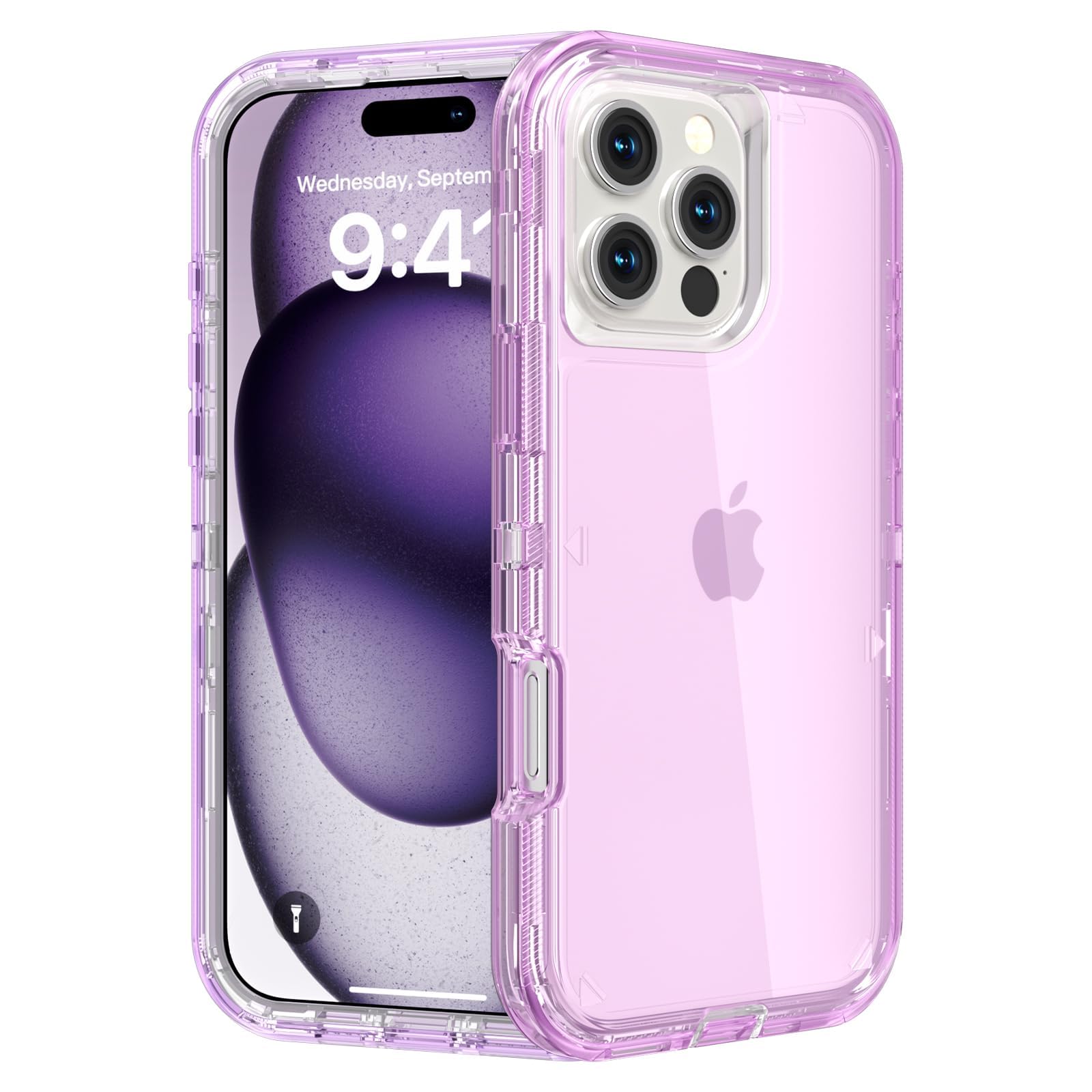 for iPhone 15 Case, Heavy Duty Shockproof Protection Phone Cases, Anti-Drop, Dual Layer Transparent Protective Cover Compatible with iPhone 15, 6.1 inch,Crystal Pink