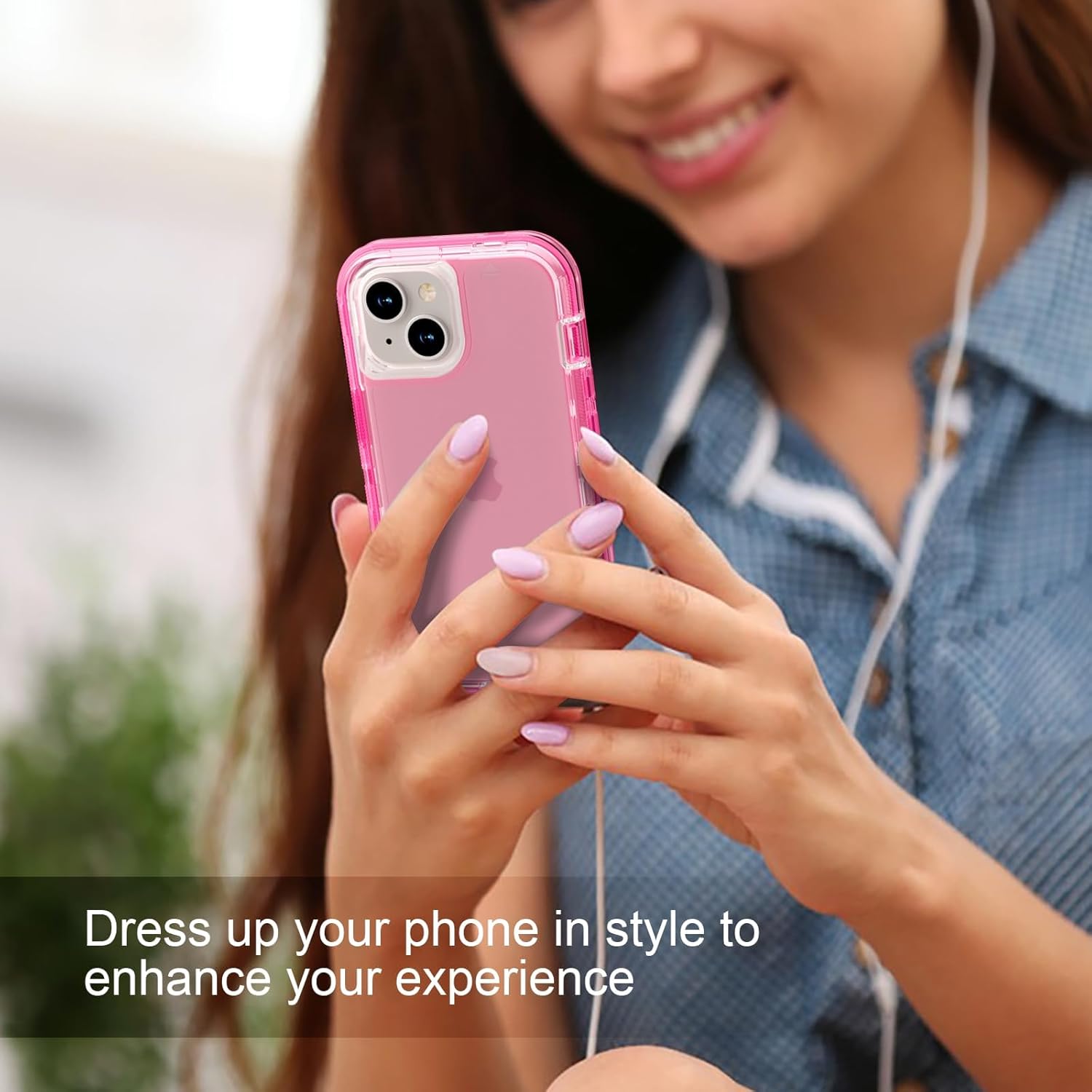 for iPhone 15 Case, Heavy Duty Shockproof Protection Phone Cases, Anti-Drop, Dual Layer Transparent Protective Cover Compatible with iPhone 15, 6.1 inch,Crystal Pink