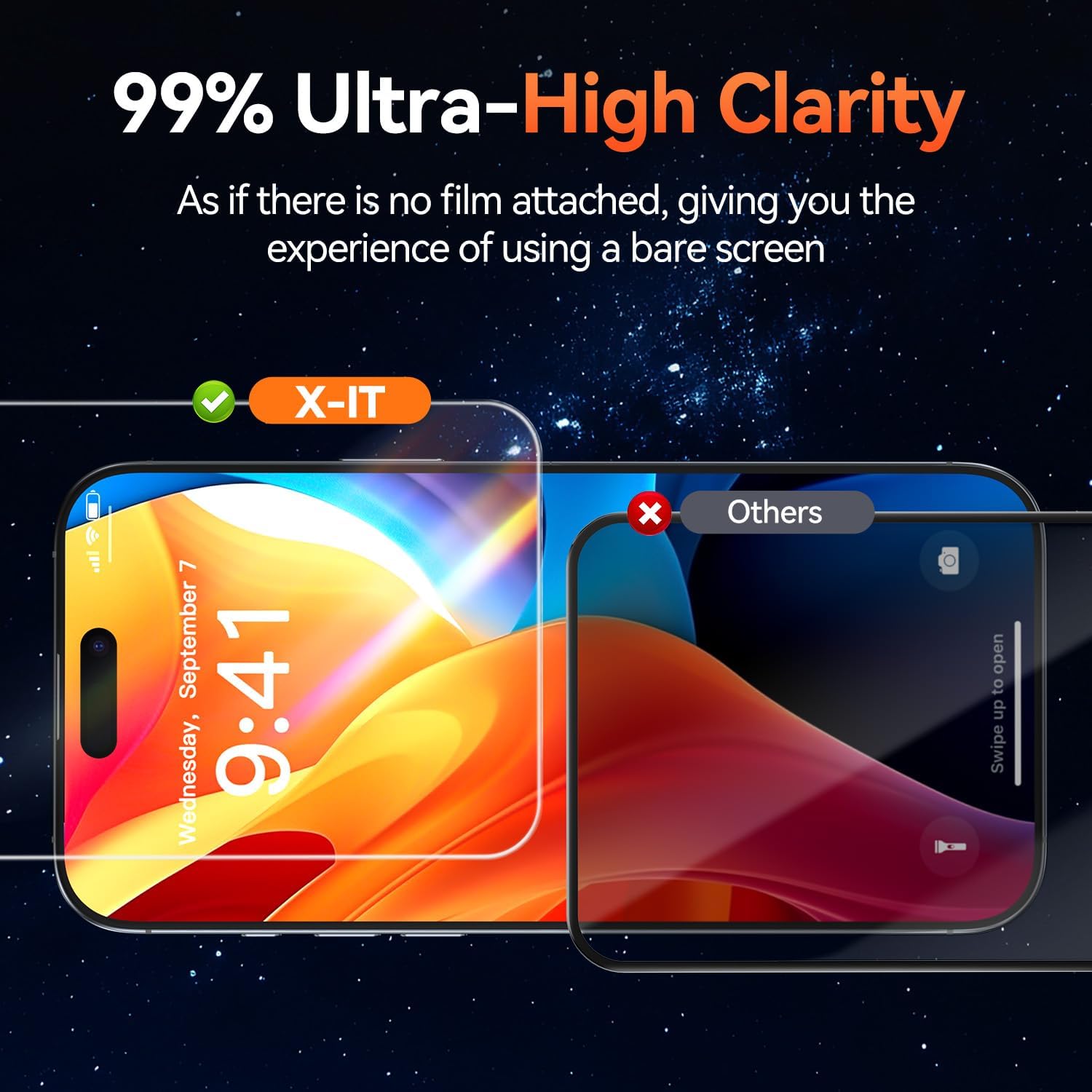 X-it 4-Pack HD Screen Protector for iPhone 16/iPhone 15,[Military Grade Shatterproof],9H+ Tempered Glass,[Automatic Dust Removal], 10x Military Protection, [Bubble-Free], Easy to Install,Case Friendly