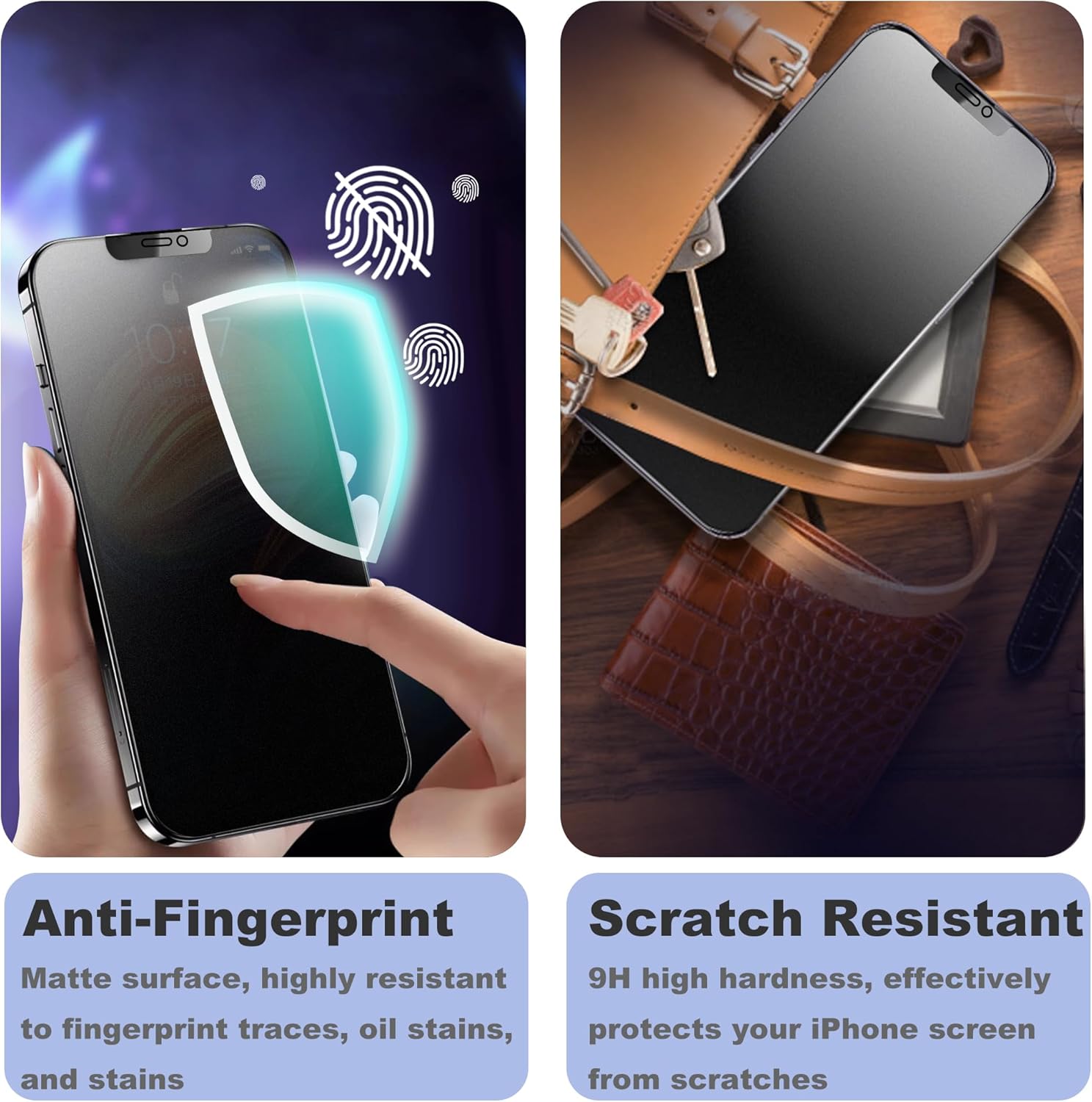 Matte Privacy Screen Protector for iPhone 12ProMax Screen Protector Anti-Glare, Anti-Spy Tempered Glass Film, Smooth and Responsive Touch Anti-Scratch Glass