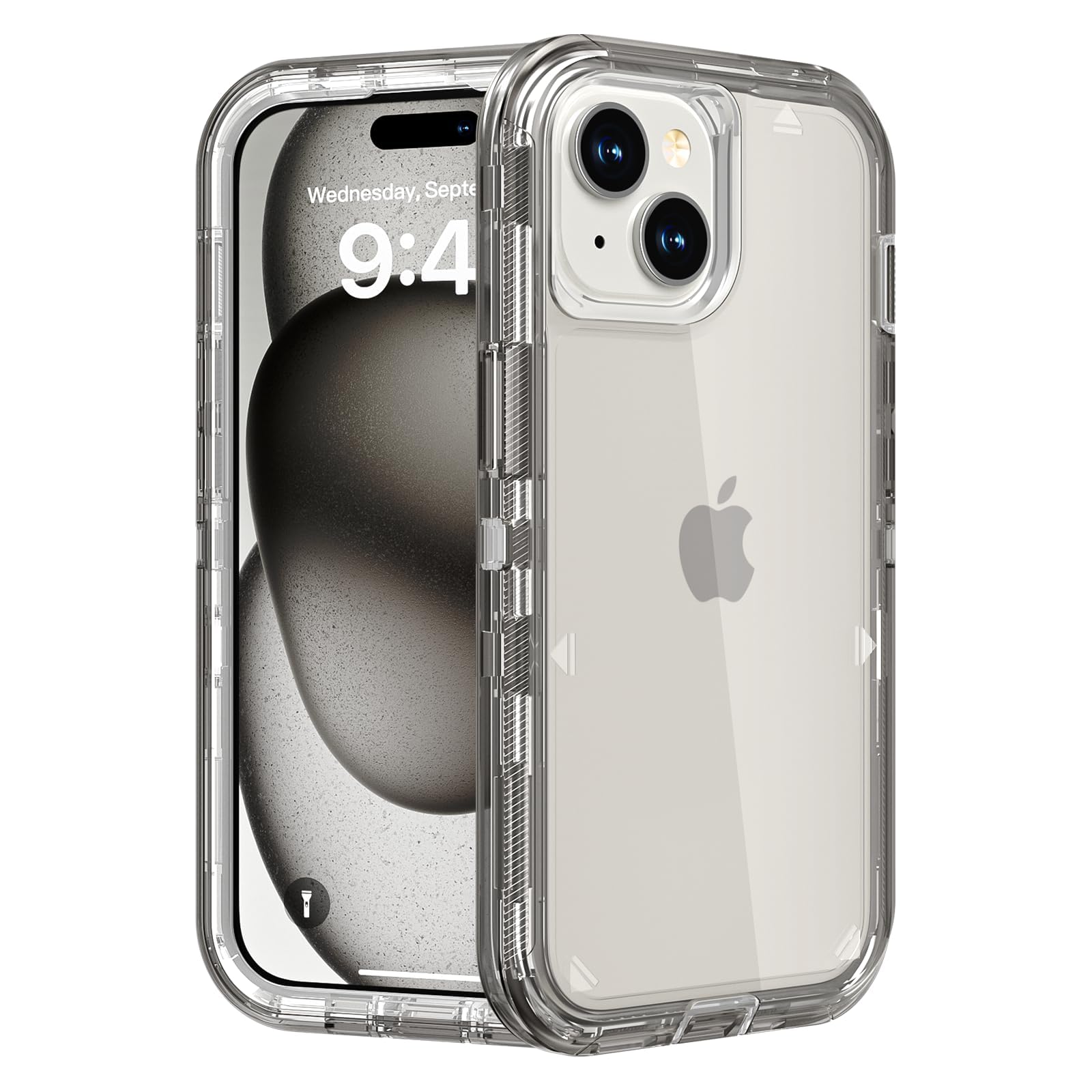 for iPhone 15 Case, Heavy Duty Shockproof Protection Phone Cases, Anti-Drop, Dual Layer Transparent Protective Cover Compatible with iPhone 15, 6.1 inch,Crystal Pink