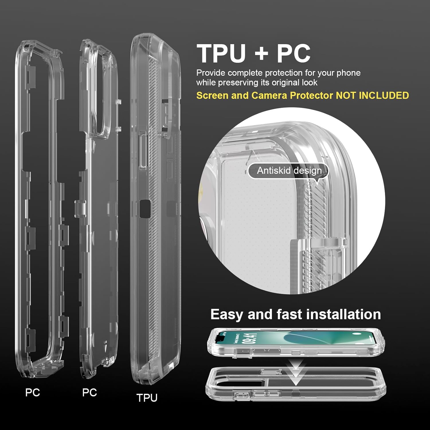 for iPhone 12 Case/iPhone 12 Pro Case, Heavy Duty Shockproof Protection Phone Cases, Anti-Drop, Dual Layer Transparent Protective Cover Compatible with iPhone 12/12 Pro, 6.1'', Clear