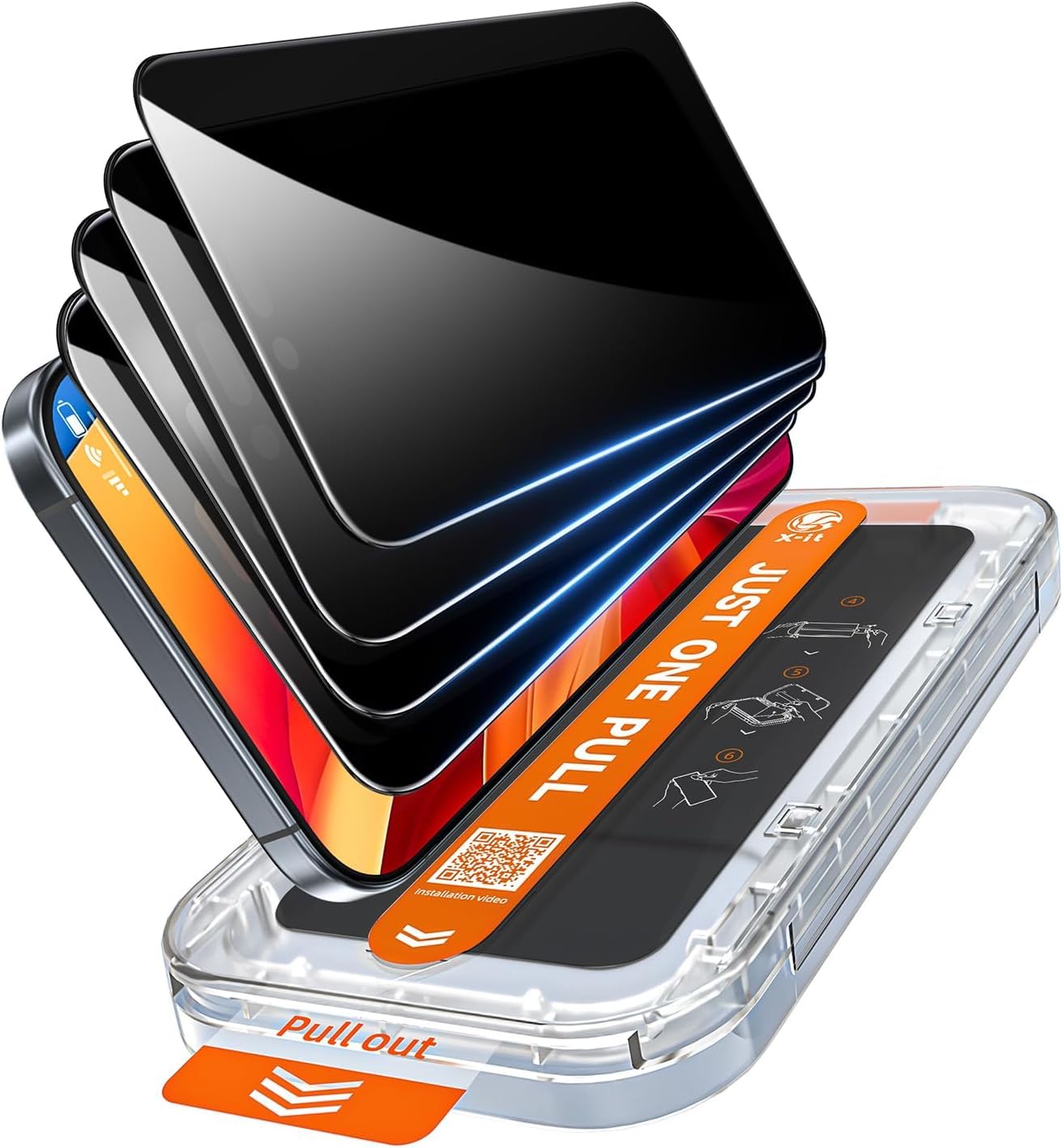 X-it 4-Pack HD Screen Protector for iPhone 16/iPhone 15,[Military Grade Shatterproof],9H+ Tempered Glass,[Automatic Dust Removal], 10x Military Protection, [Bubble-Free], Easy to Install,Case Friendly