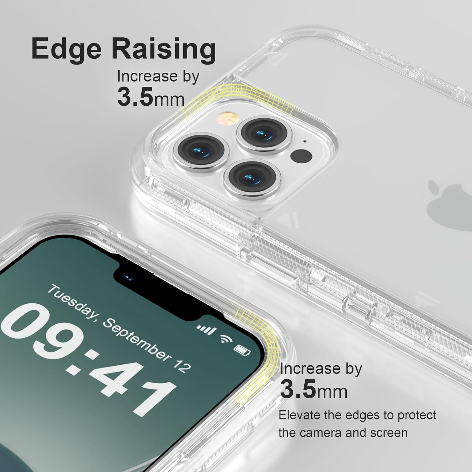 for iPhone 12 Case/iPhone 12 Pro Case, Heavy Duty Shockproof Protection Phone Cases, Anti-Drop, Dual Layer Transparent Protective Cover Compatible with iPhone 12/12 Pro, 6.1'', Clear