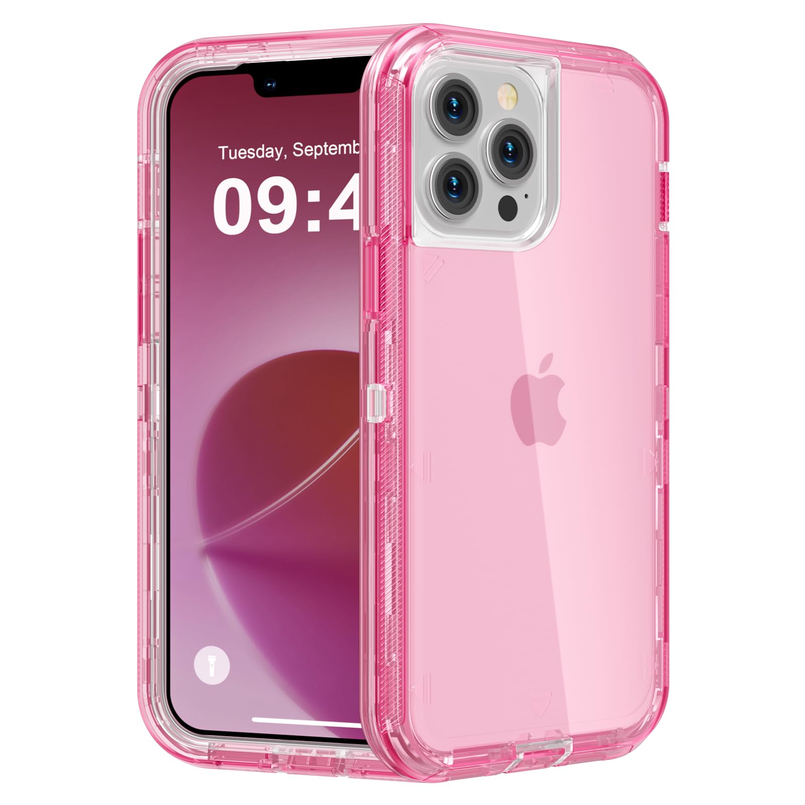 for iPhone 15 Case, Heavy Duty Shockproof Protection Phone Cases, Anti-Drop, Dual Layer Transparent Protective Cover Compatible with iPhone 15, 6.1 inch,Crystal Pink