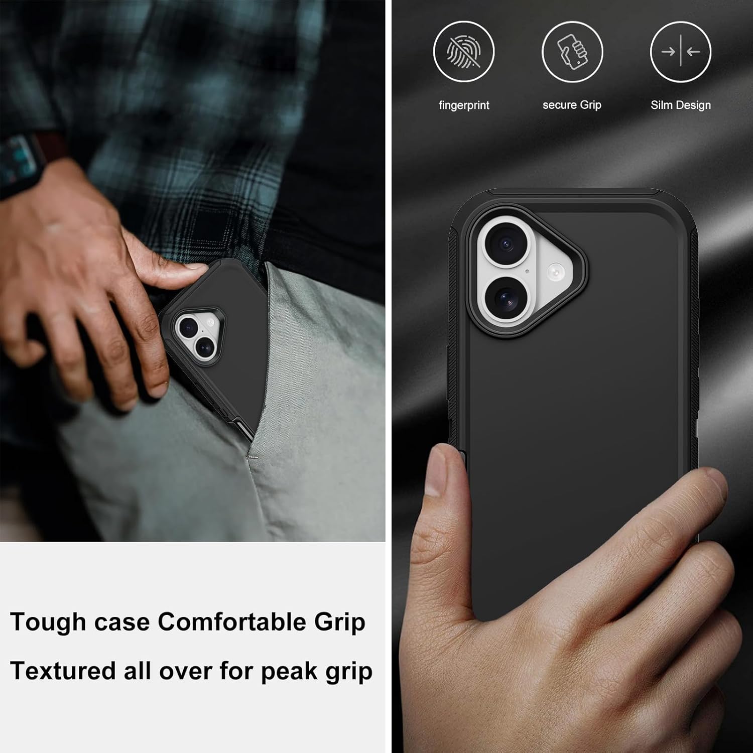 Annymall for iPhone 17 Case with Screen Protector, Heavy Duty 3-Layer Drop Protection DustProof, Military Grade Shock-Absorbing Rugged Bumper Phone Cases Cover for Apple iPhone 17 6.3" 2025 (Black)