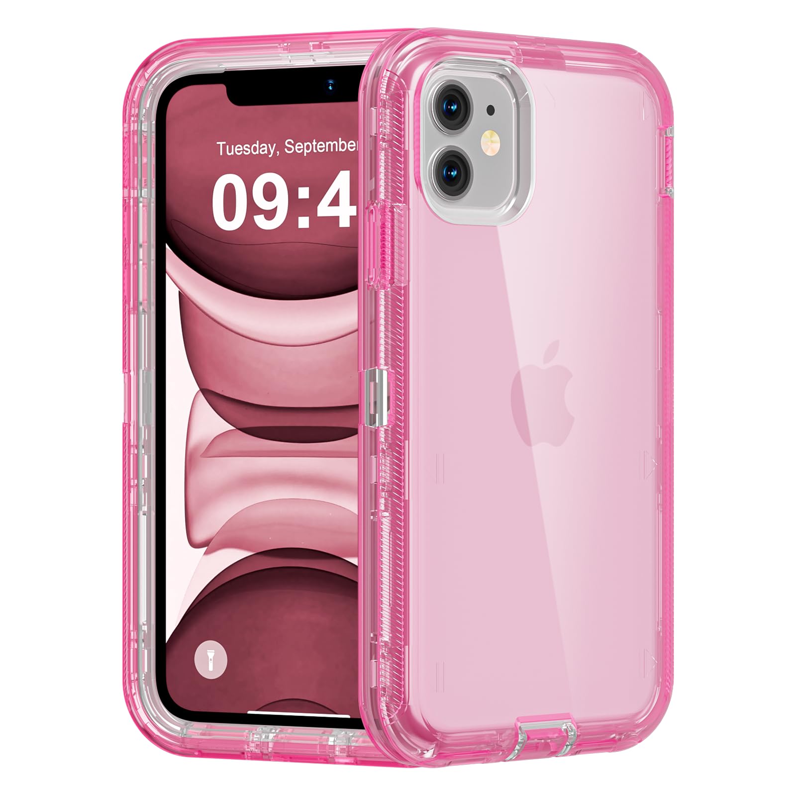 for iPhone 15 Case, Heavy Duty Shockproof Protection Phone Cases, Anti-Drop, Dual Layer Transparent Protective Cover Compatible with iPhone 15, 6.1 inch,Crystal Pink