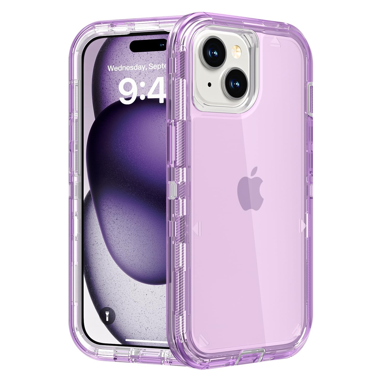 for iPhone 15 Case, Heavy Duty Shockproof Protection Phone Cases, Anti-Drop, Dual Layer Transparent Protective Cover Compatible with iPhone 15, 6.1 inch,Crystal Pink