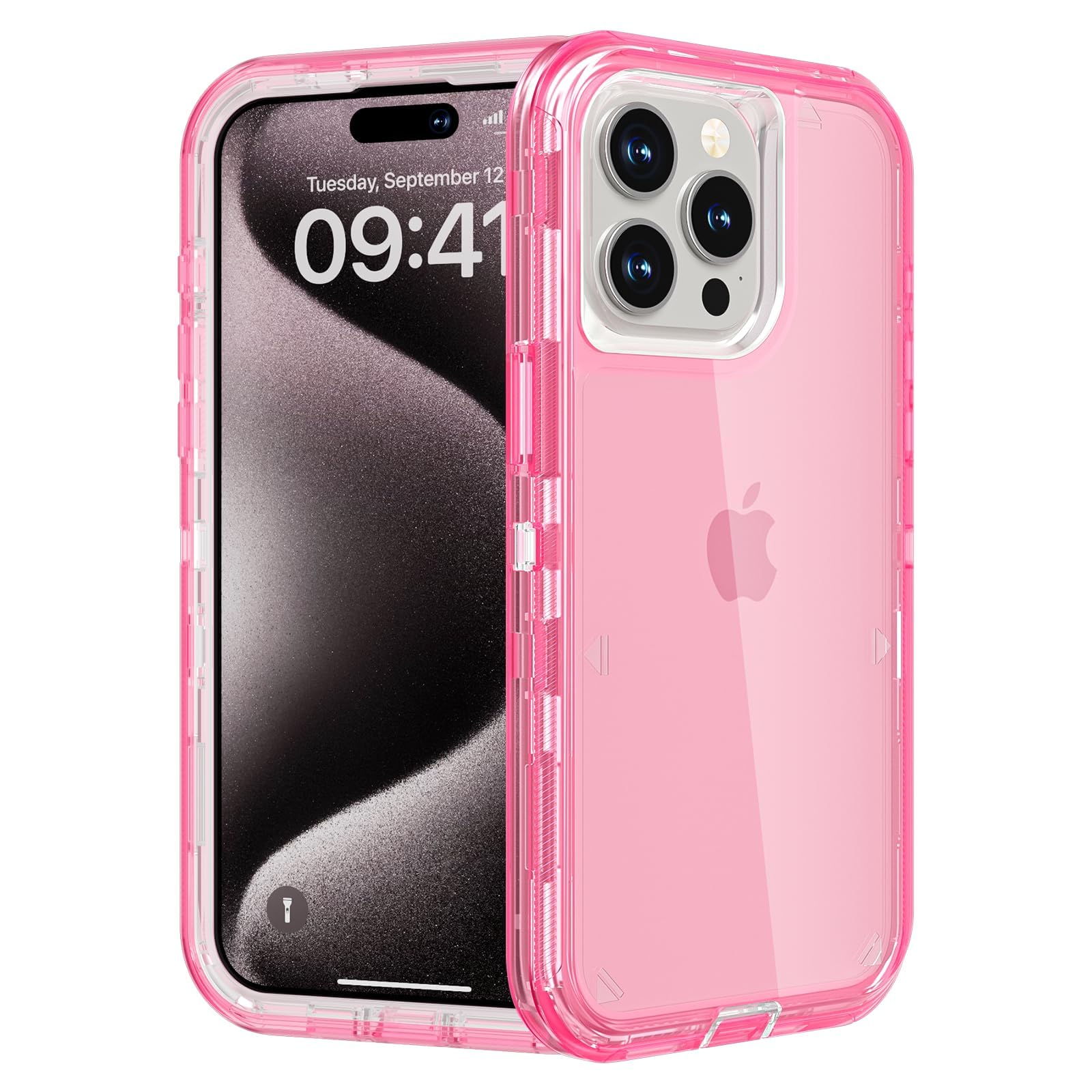 for iPhone 15 Case, Heavy Duty Shockproof Protection Phone Cases, Anti-Drop, Dual Layer Transparent Protective Cover Compatible with iPhone 15, 6.1 inch,Crystal Pink