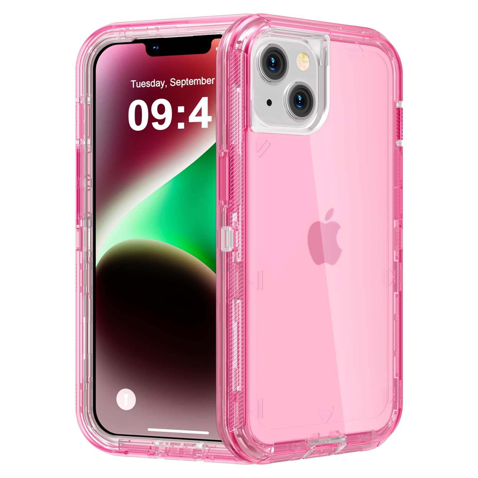 for iPhone 15 Case, Heavy Duty Shockproof Protection Phone Cases, Anti-Drop, Dual Layer Transparent Protective Cover Compatible with iPhone 15, 6.1 inch,Crystal Pink