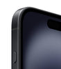Close-up of Apple iPhone 16 Plus in black showing side button and front display with notch in excellent condition unlocked model