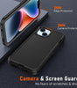 for iPhone 14 case & iPhone13 Case with 2Pcs HD Screen Protector,14 FT Military Grade 3 in 1 Shockproof/Dustproof/Drop Proof Military Grade Protective Cover for iPhone14/13 6.1-Black