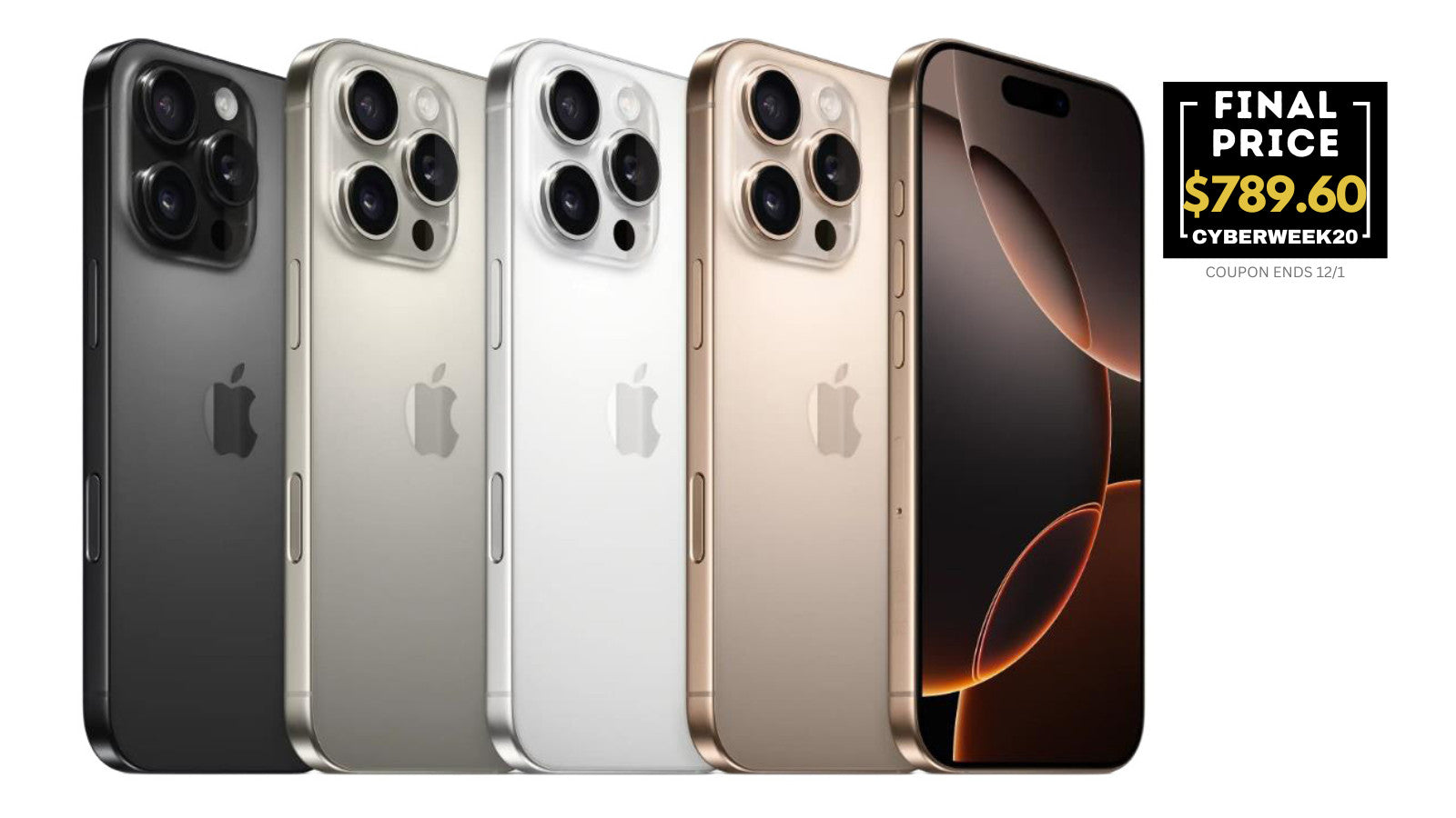 Apple iPhone 16 Pro Max 256GB unlocked in multiple colors showing front and rear quad camera views, very good condition sale price