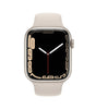 Apple Watch Series 7 Starlight 41mm with silicone band showing front display and digital crown side view