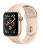 Apple Watch Series 4 40mm in pink gold with silicone band showing full display and side digital crown button