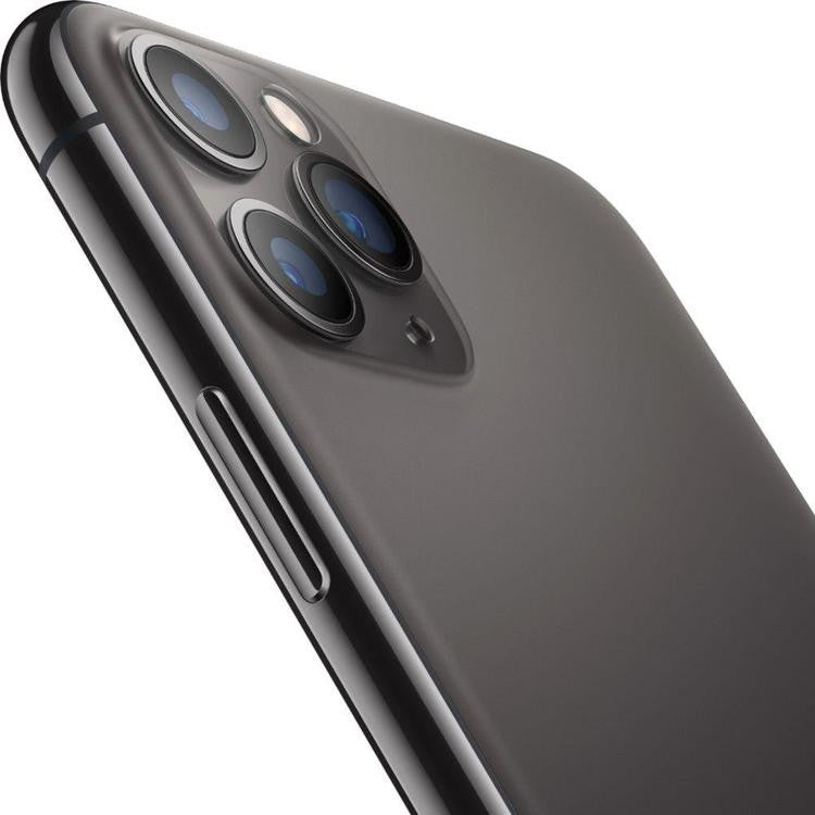 Close-up of Apple iPhone 11 Pro A2160 256GB Space Gray showing triple rear cameras and side button details