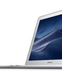 Silver Apple MacBook Air 13 inch with Intel Core processor, 8GB RAM, 256GB SSD, showing side and screen view
