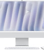 Silver Apple iMac 24-inch with Apple M4 chip, 16GB RAM, 256GB SSD, keyboard and mouse on white background
