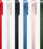Apple iPhone 13 shown from side view in red, white, black, blue, pink, and green colors with camera bump visible