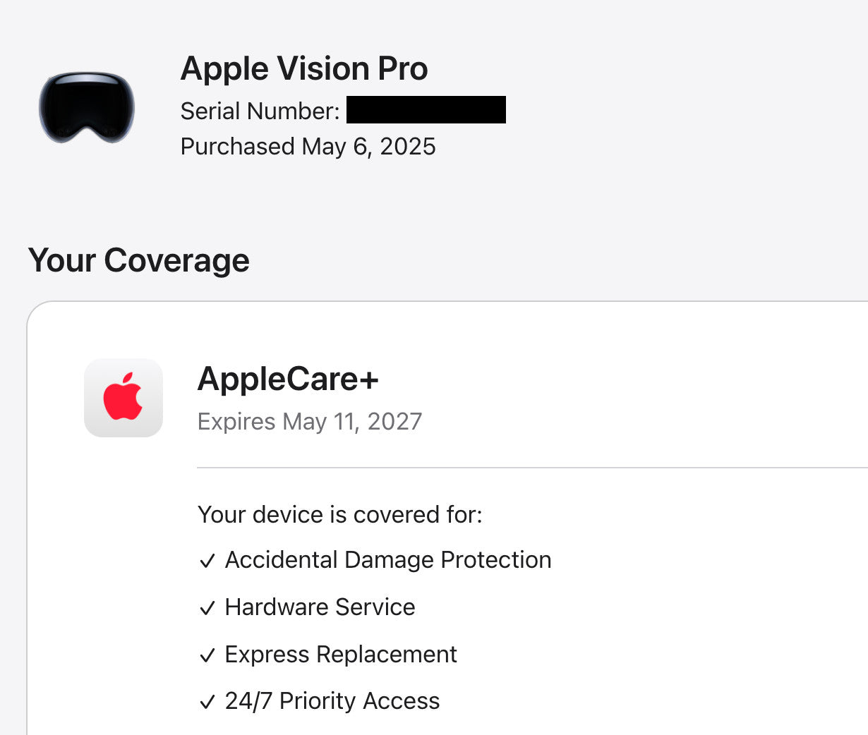 Apple Vision Pro 512GB, Solo Knit Band - S, Dual Band - S, Light Seal - 22N AC+