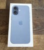 Sealed Apple iPhone 17 in Mist Blue with dual rear cameras and Apple logo, 256GB storage, 6.3-inch display.