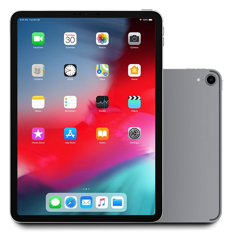 Space Gray 2018 Apple iPad Pro 12.9-inch WiFi Cellular model A2014 showing front screen and rear camera