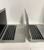 Apple MacBook Air A1466 13.3-inch open side-by-side showing keyboard and screen in silver finish
