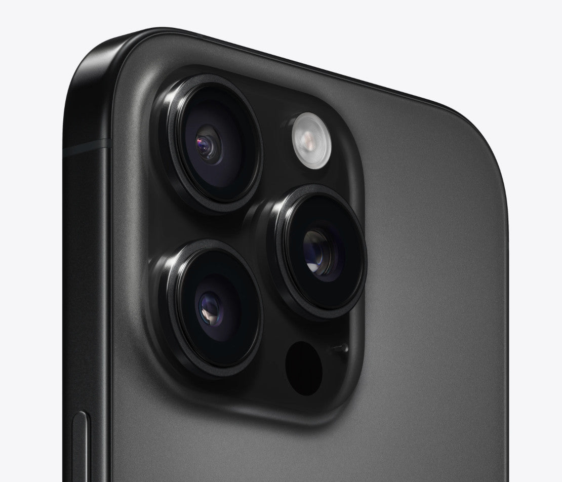 Black Apple iPhone 16 Pro showing triple rear cameras and flash in good condition fully unlocked 256GB model