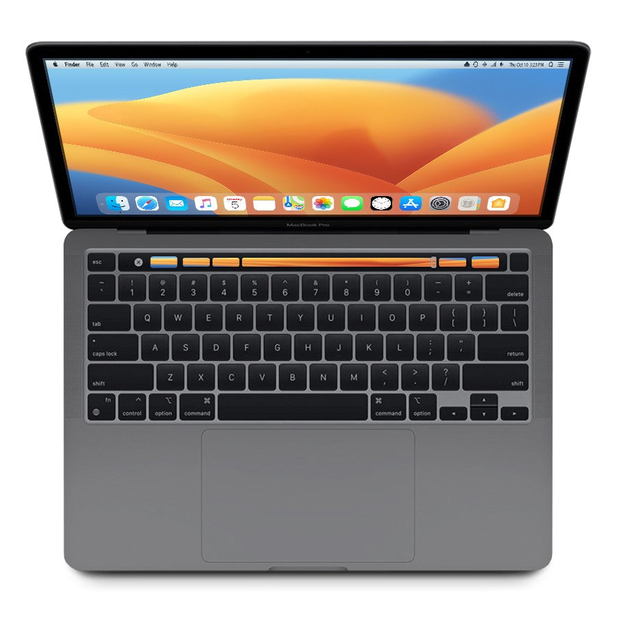 Apple MacBook Pro 13-inch Space Gray with Touch Bar, Intel i7 3.5GHz, 16GB RAM, 256GB SSD open top view