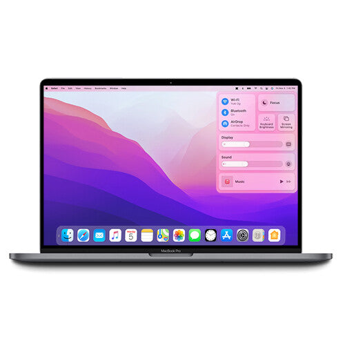 Apple MacBook Pro 13-inch Space Gray with Retina display front view showing macOS screen and slim bezels
