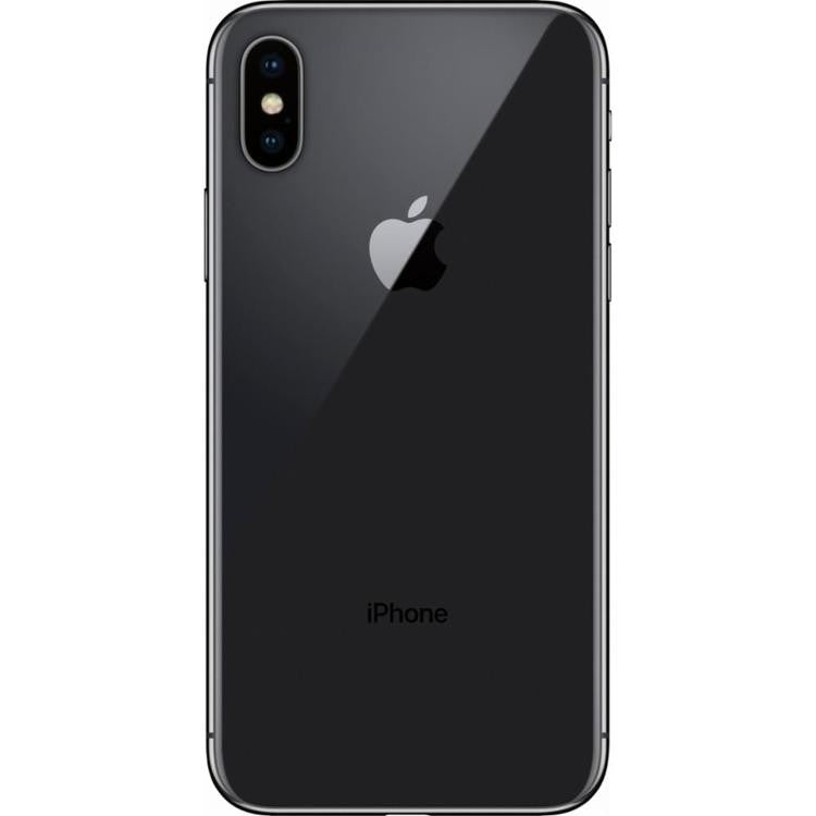 Apple iPhone X A1865 fully unlocked 256GB Space Gray smartphone back view with dual cameras and Apple logo