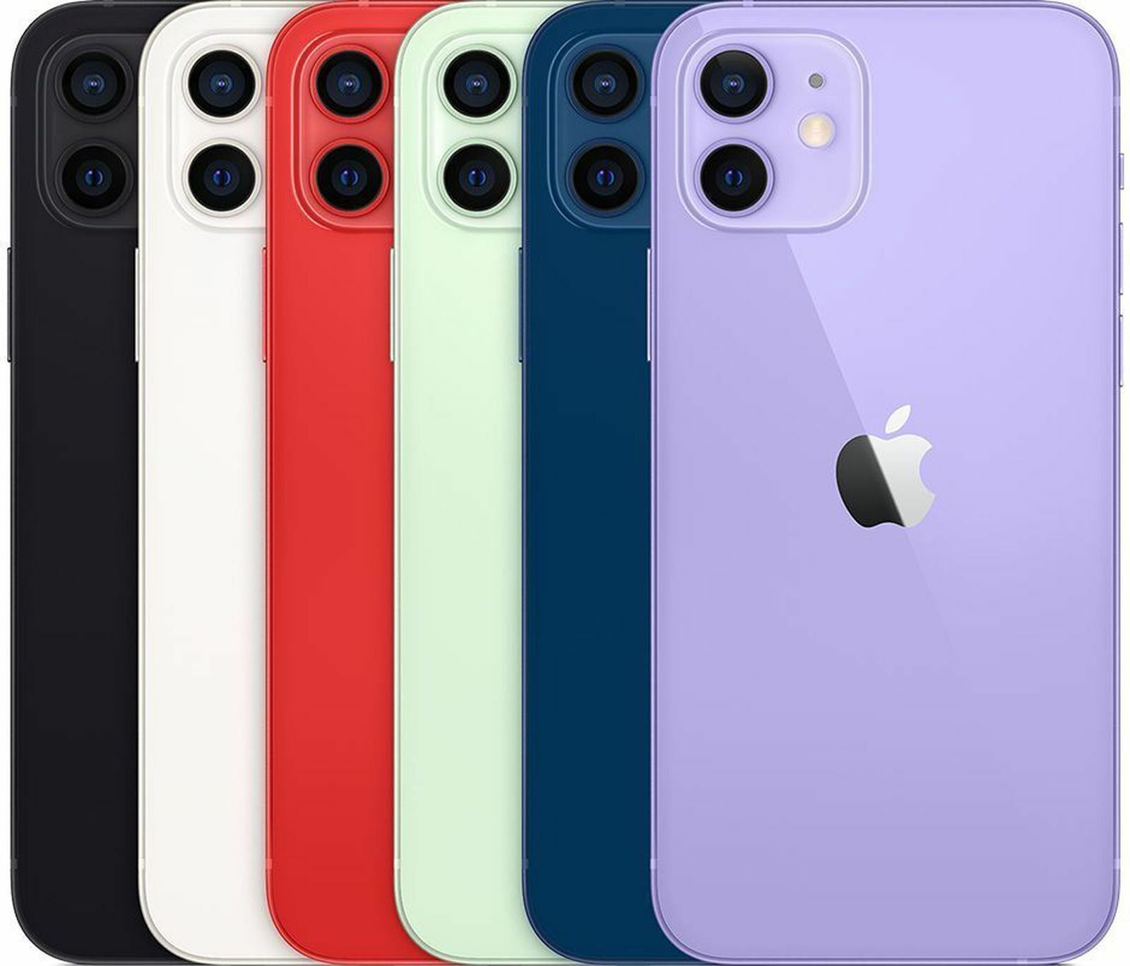 Apple iPhone 12 mini in multiple colors showing rear side with dual cameras and Apple logo, excellent condition Cyber Monday sale