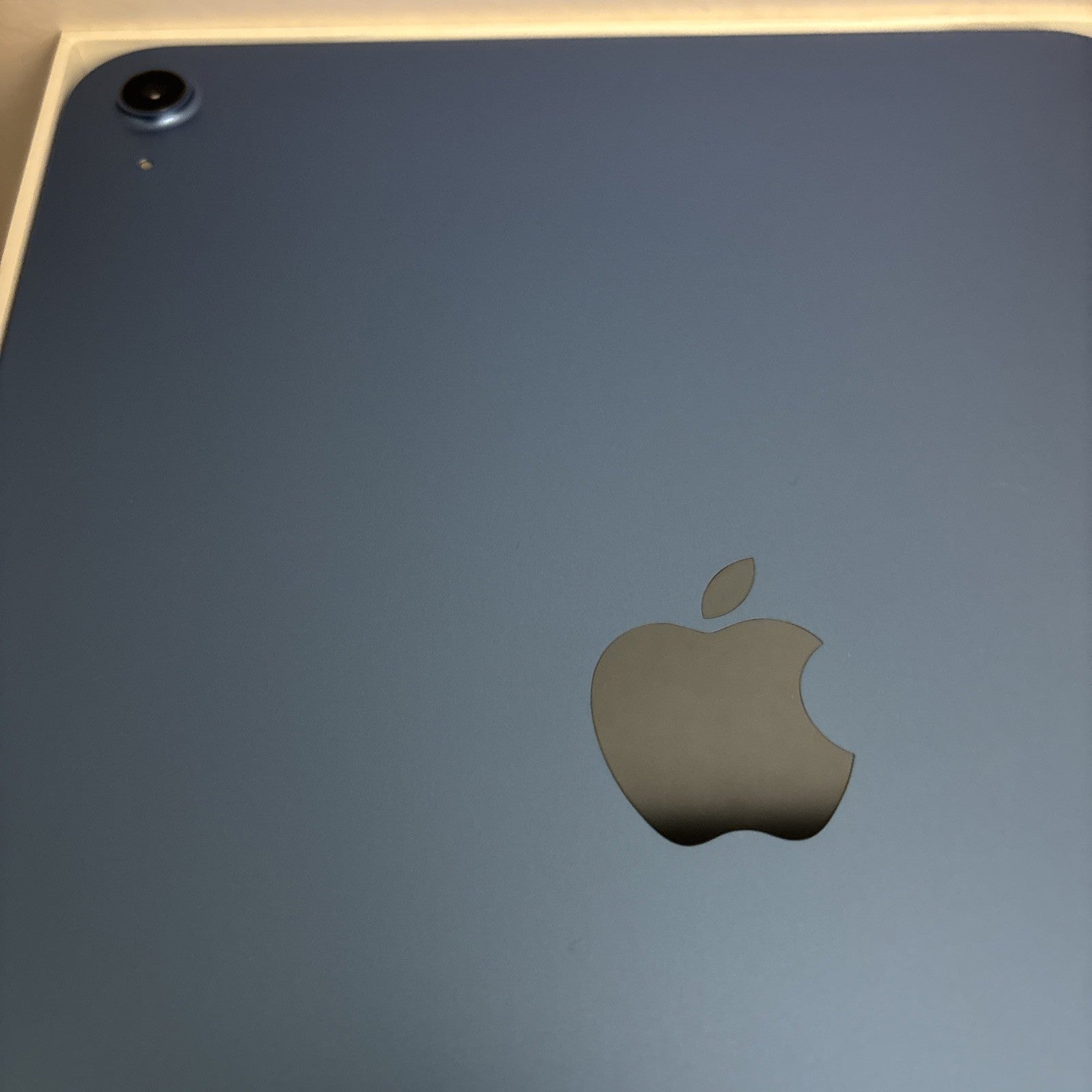 Blue Apple iPad 10th Gen 10.9-inch showing back with single camera and Apple logo in excellent condition