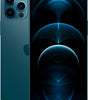 Blue Apple iPhone 12 Pro showing front screen and triple rear cameras in excellent unlocked condition